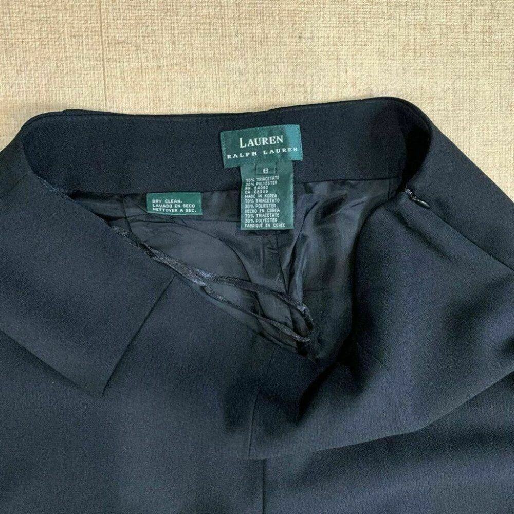 Lauren Ralph Lauren Black Wide Leg Dress Pants Sz 6 Triacetate Blend high waist - Picture 6 of 12